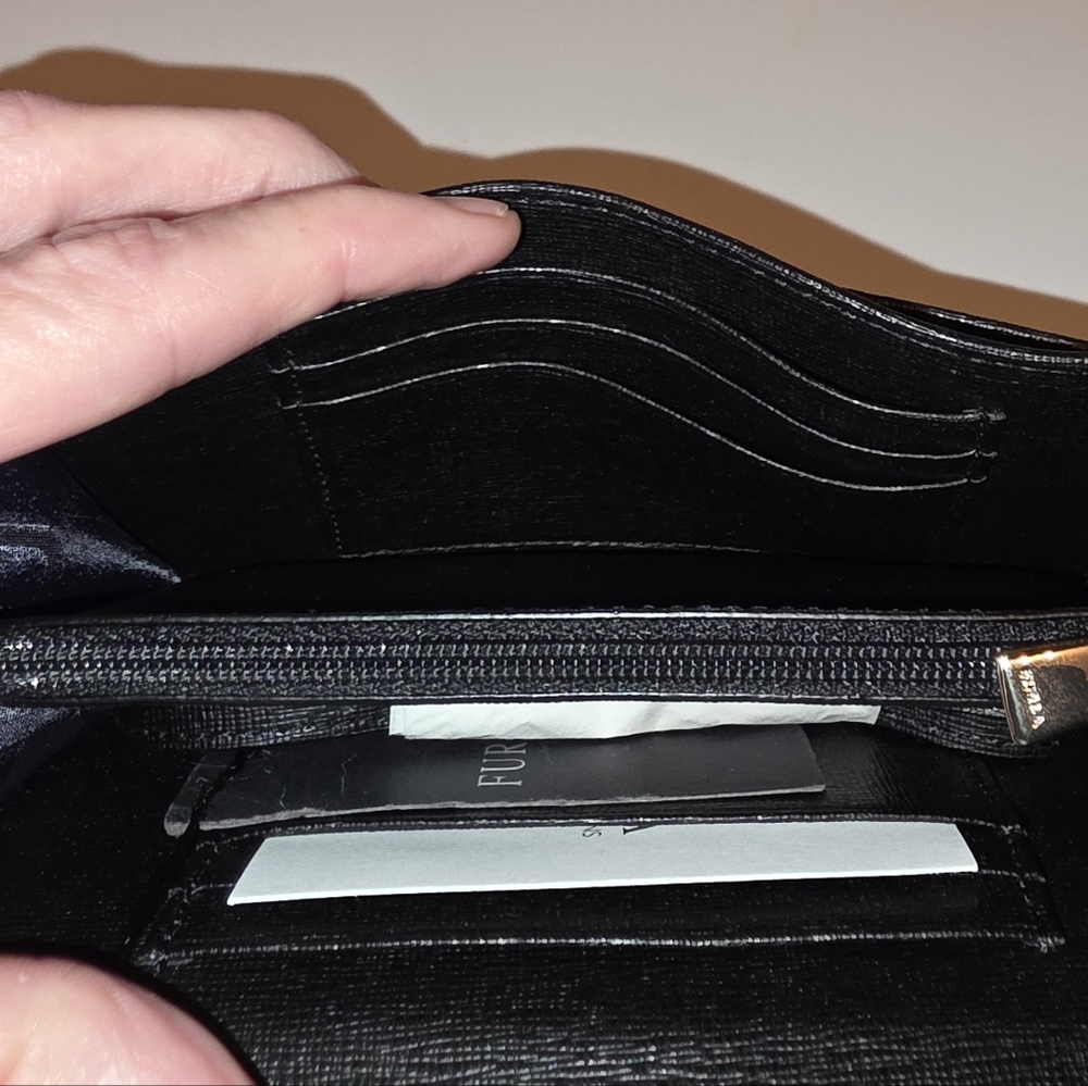 Furla Black Leather Wallet With Crossbody Strap - Picture 11 of 12